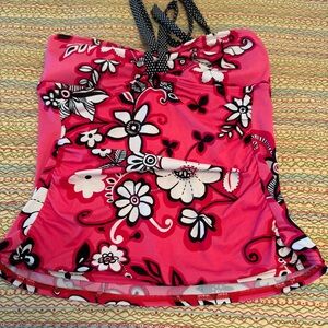 24 & Ocean Pink Floral Swim Suit Top Size XL